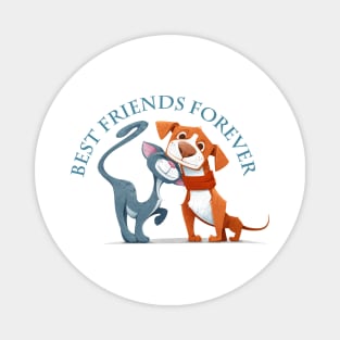 Cat and dog best friends forever. Magnet